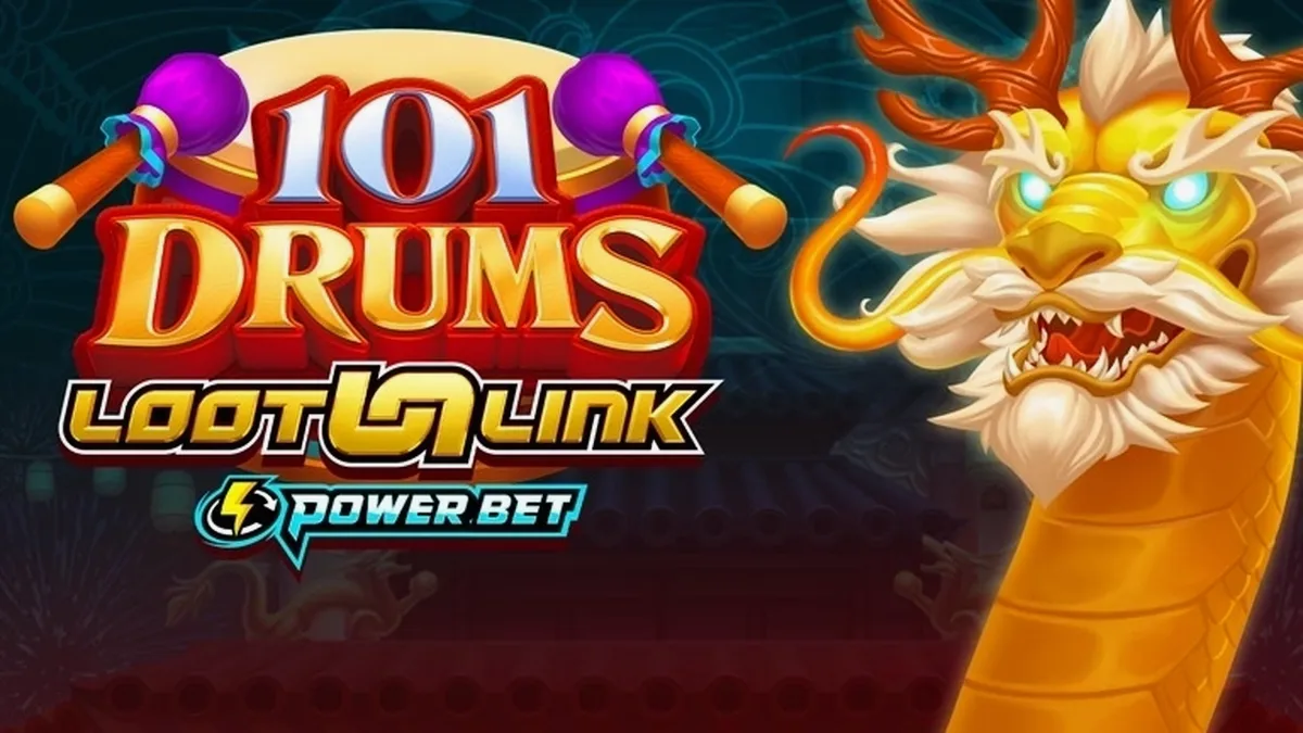 Captura de tela do jogo de slot 101 Drums com tambores coloridos e símbolos festivos.